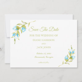 Blue Rose Buds Wedding Save the Date Einladung
