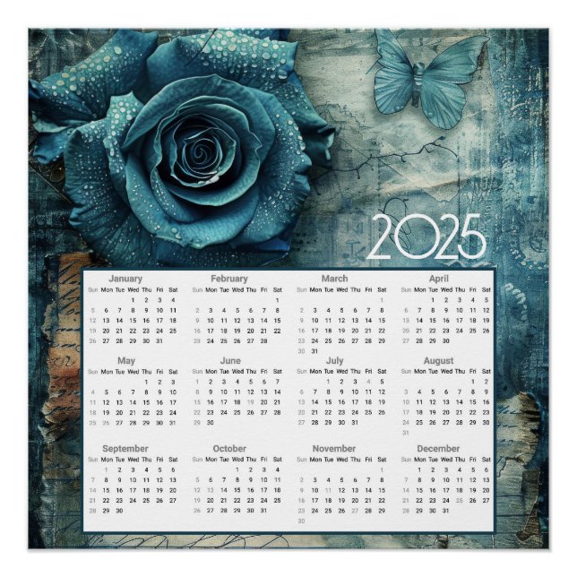 "Blue Rose Calendar 2025 Poster (Vorderseite)