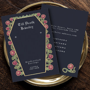 Blue Rose Coffin Gothic Earring Display Visitenkarte