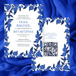 Blue Rose Custom Bat Bar Mitzvah QR Code Girl Einladung<br><div class="desc">Perfekte Karte, um eine Fledermausmitzvah, Bar mitzvah oder andere jüdische Feier anzukündigen! Handgemachte Kunst für Sie! Vollständig anpassbar! Klicken Sie auf "Personalisieren" oben, um den Text zu bearbeiten und Ihren Link zum QR-Code hinzuzufügen. Klicken Sie auf "Bearbeiten mit dem Design-Tool", um die Schriftart, Farben und Platzierungen anzupassen und das Design...</div>