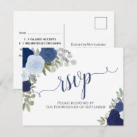 Blue Rose Download-RSVP-Postkarte für Hochzeiten