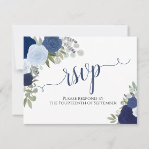 Blue Rose Download-RSVP-Postkarte für Hochzeiten Einladung