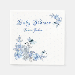 Blue Rose Dragonfly Boy Baby Dusche Serviette