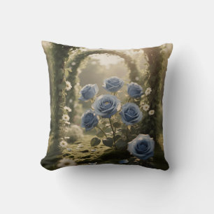 Blue Rose Elegance - Romantische Zuhause Akzent Kissen