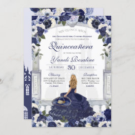 Blue Rose Elegante Charro Princess Quinceanera Einladung