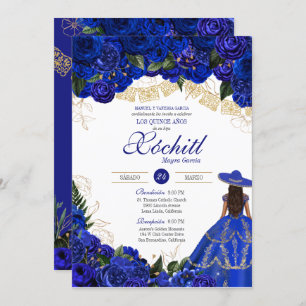 Blue Rose Elegante Charro Quinceanera Einladung