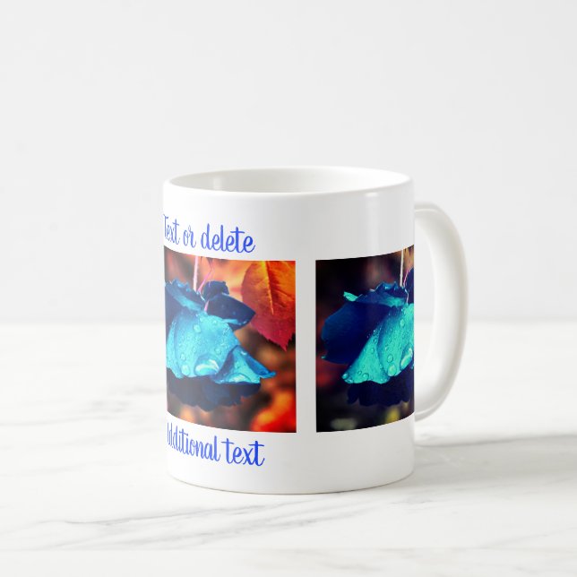 Blue Rose Floral Art Fotografie Personalisiert Kaffeetasse (VorderseiteRechts)