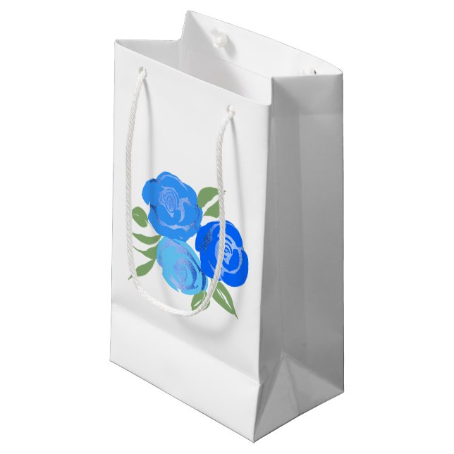 Blue Rose Gift Bag Kleine Geschenktüte (Vorderseite Schrägansicht)