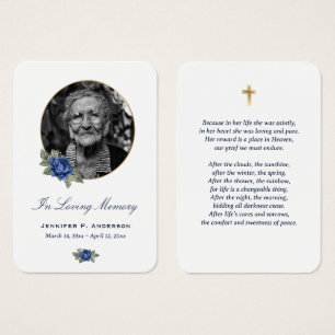 Blue Rose Gold Floral Memories Cards