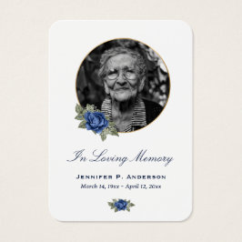 Blue Rose Gold Floral Memories Cards