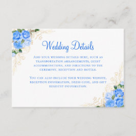 Blue Rose Gold Floral Wedding Card Begleitkarte