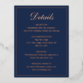 Blue Rose Gold Foil Wedding Card Folie Einladungspostkarte