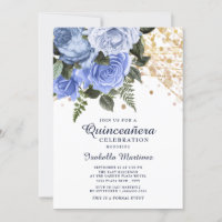 Blue Rose Gold Glitzer String Lights Quinceñera