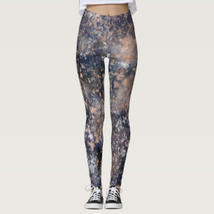Blue & Rose Gold Paint Spritzer Abstrakter Glamour Leggings