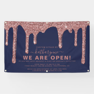 Blue Rose Gold Sparkline Glitzer Tropfen Business Banner