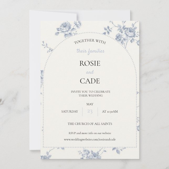 Blue Rose Hochzeit  Einladung (Vorderseite)