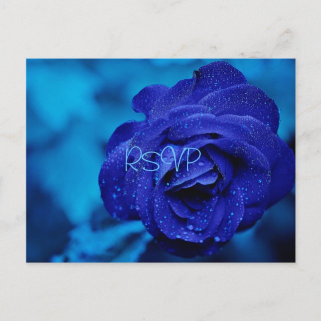 Blue Rose Hochzeit Einladung UAWG mit Foto und Men Postkarte (Vorderseite)