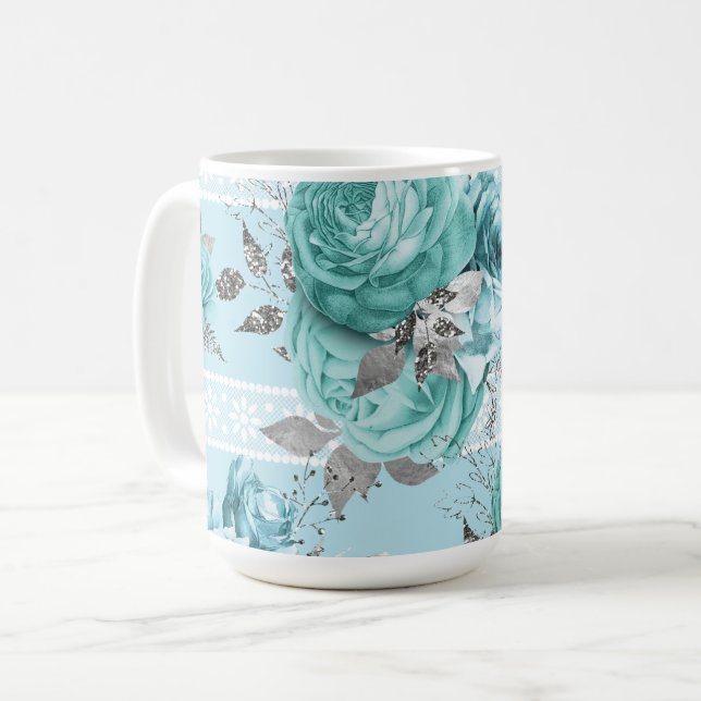 Blue Rose Lace Kaffeetasse (Vorderseite Links)