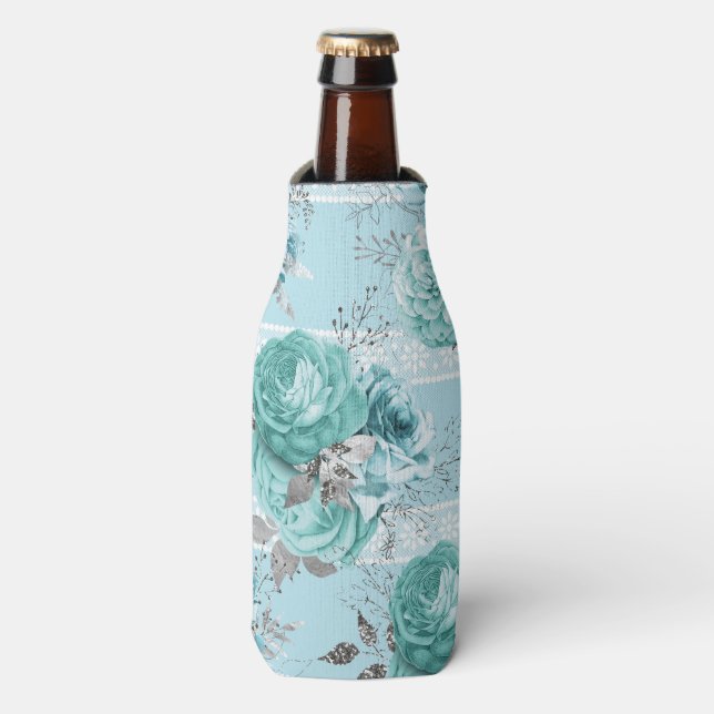 Blue Rose Lace Luxury Flaschenkühler (Flaschenvorderseite)