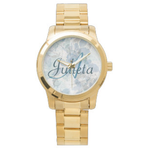 Blue Rose Luxus Monogram Armbanduhr