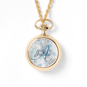 Blue Rose Luxus Monogram Armbanduhr