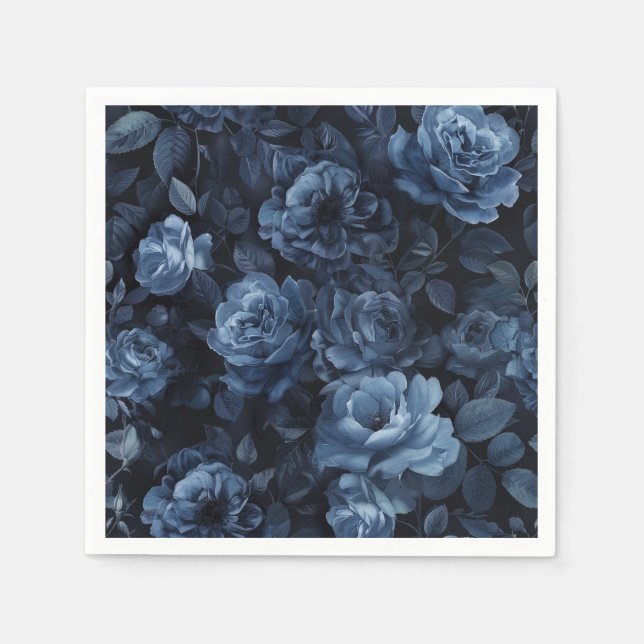 Blue Rose Moody Floral Serviette (Vorderseite)