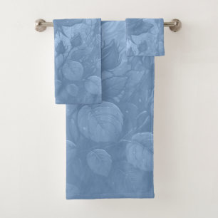Blue Rose Motif Badhandtuch Set