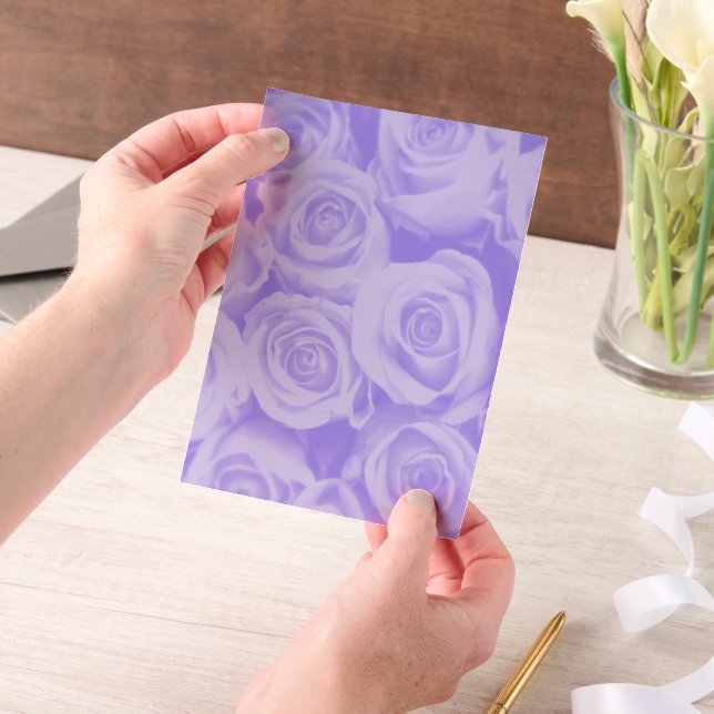 Blue Rose Pattern Vellum Paper Overlay for Wedding (Handgehalten)