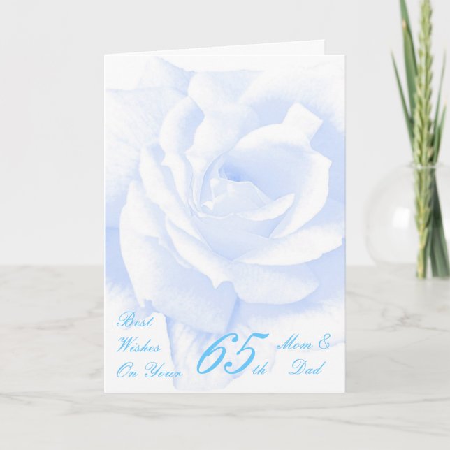 Blue Rose Personalisiert 65. Hochzeitstag Karte (Vorderseite)