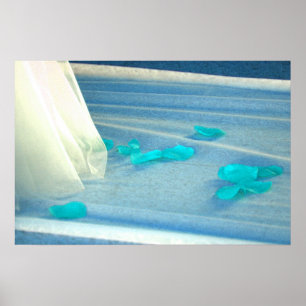 Blue Rose Petals Wedding Dress Train Poster