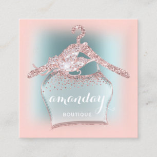 Blue Rose Pink Fashion Closet Boutique Blogger Quadratische Visitenkarte