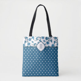 Blue Rose Polka Dot Monogram