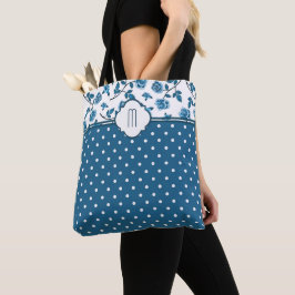 Blue Rose Polka Dot Monogram