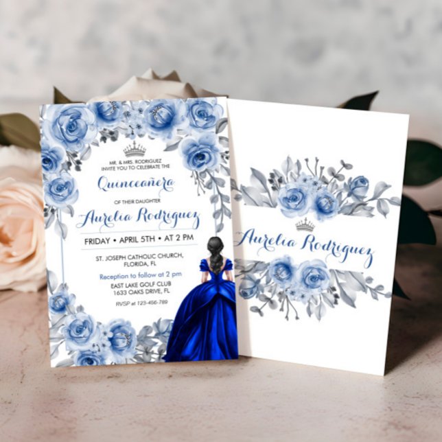 Blue Rose Quinceanera Einladung Quinceanera Card (Von Creator hochgeladen)