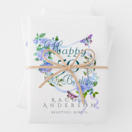 Blue Rose Ribbon Geburtstag Cooler Geschenkpapier Set