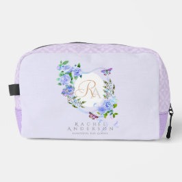 Blue Rose Ribbon Monogram Lila Print Cut Sew Bag Waschbeutel
