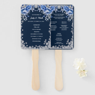 Blue Rose Snowflake Weihnachten Hochzeit Fächer
