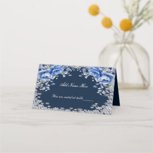 Blue Rose Snowflake Weihnachten Hochzeit Platzkarte