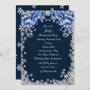 Blue Rose Snowflake Weihnachten Junggeselinnen-Abs Einladung