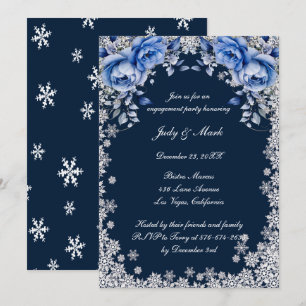 Blue Rose Snowflake Weihnachts-Engagement Party Einladung