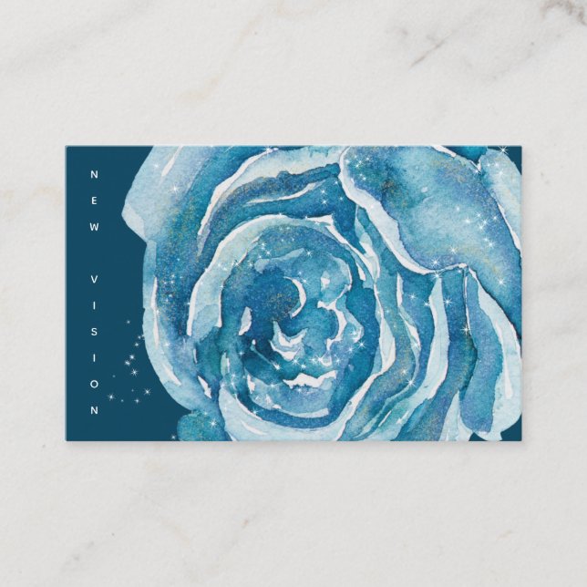 Blue Rose Sparkle UK & Euro Business Card Visitenkarte (Vorderseite)