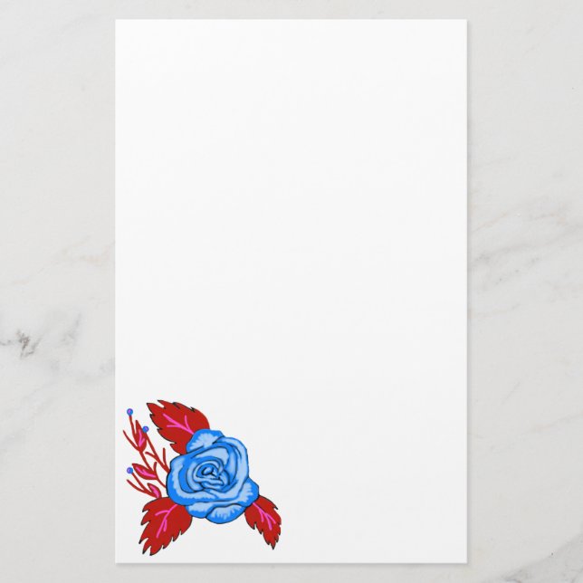 Blue Rose Stationery Briefpapier (Vorderseite)