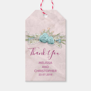 Blue Rose und Crown Floral Bouquet Wedding Danke Geschenkanhänger