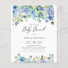 Blue Rose und Hydrangea Baby Brunch Einladung