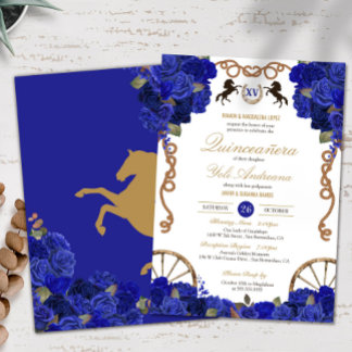 Blue Rose Western Charra Quinceñera Einladung