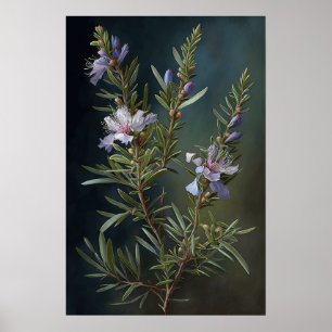 Blue Rosemary Blume Art Print Poster