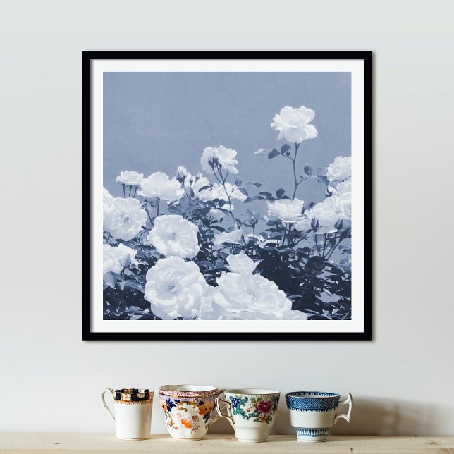 Blue Roses Floral Garden Photo Art Print Poster (Von Creator hochgeladen)