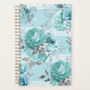Blue Roses Lace and Silver details Planer
