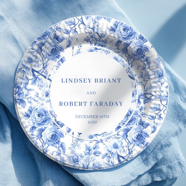 Blue Roses Luxe Wedding Paper Plates Pappteller (Blue Roses Luxe Wedding Paper Plates)