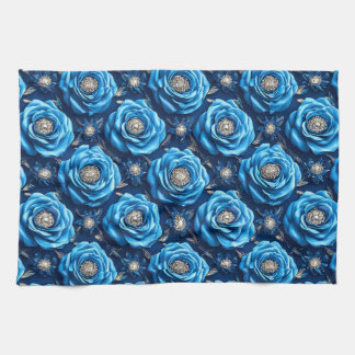 Blue roses Luxury Floral Night Design🌹 Geschirrtuch
